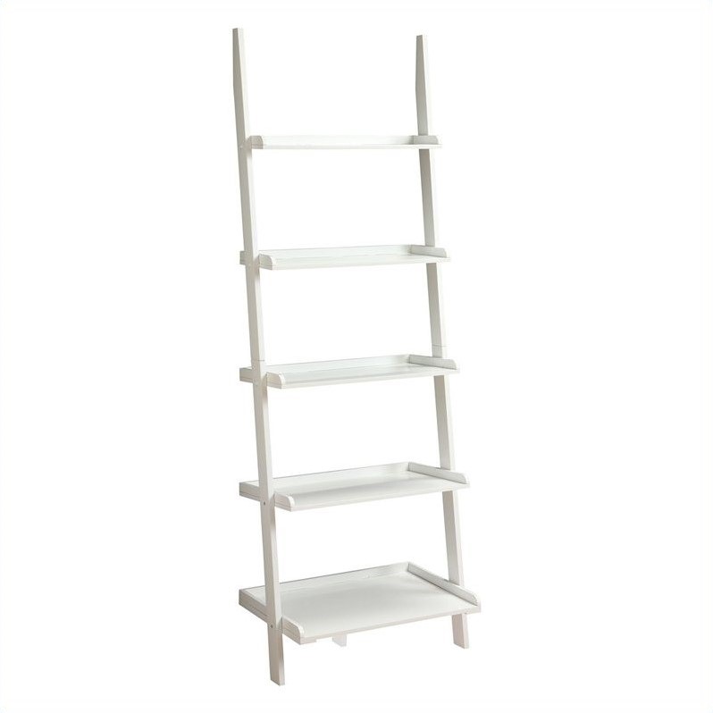 Allora Bookshelf Ladder in White Wood Finish