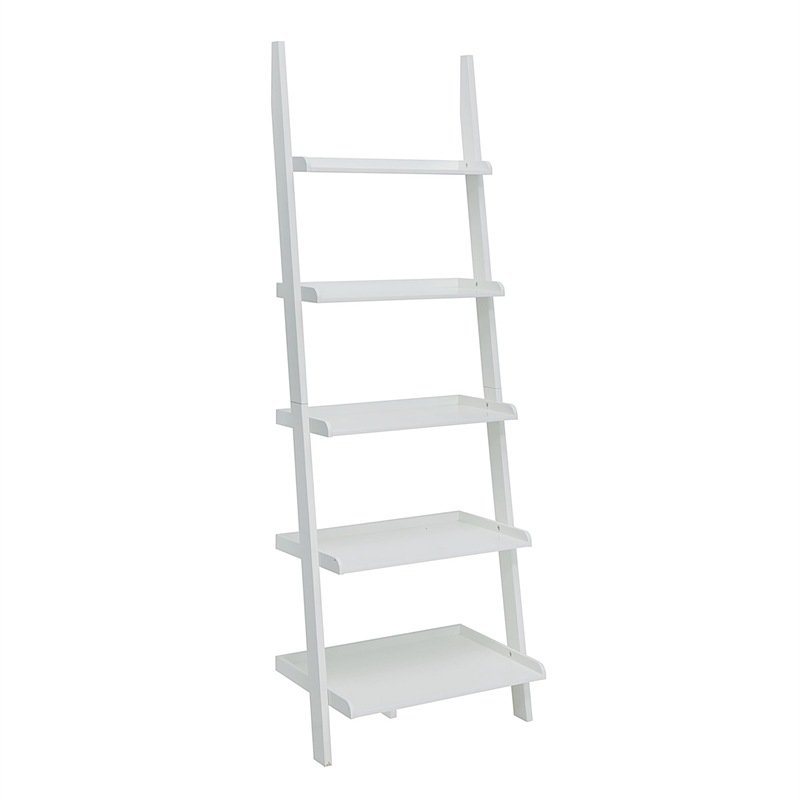 Allora Bookshelf Ladder in White Wood Finish