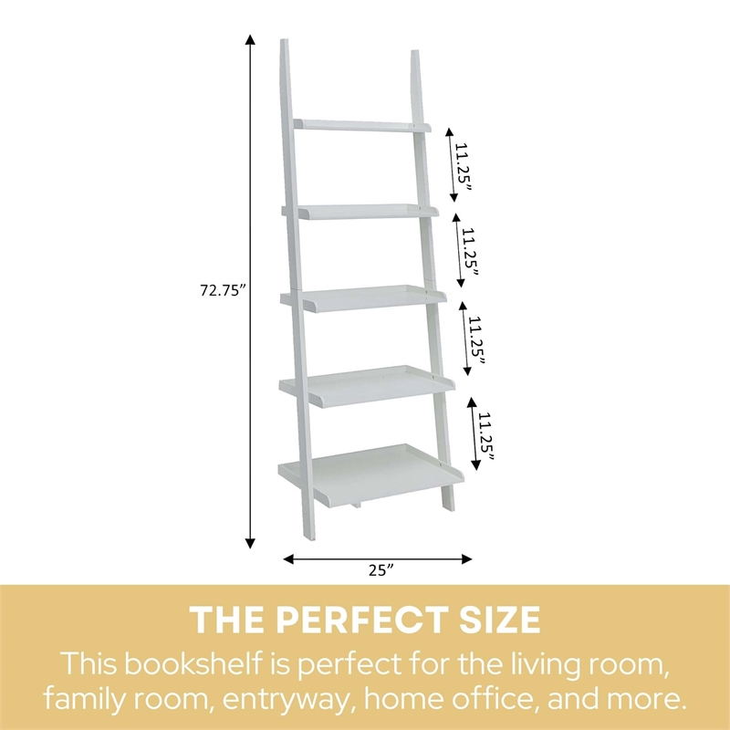 Allora Bookshelf Ladder in White Wood Finish