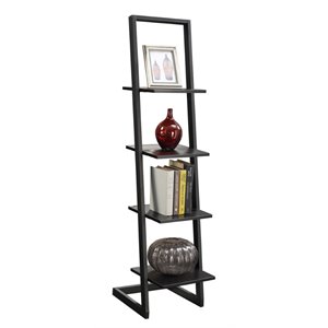 allora 4 shelf ladder wood bookcase in black