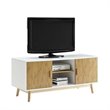 Allora TV Stand in White and Bamboo Wood