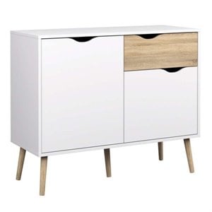allora 2 door wood sideboard with 1 drawer in white oak