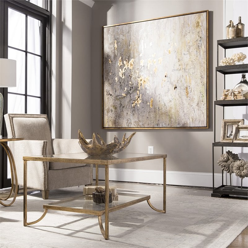 Allora Golden Raindrops Modern Abstract Art in Gold Leaf