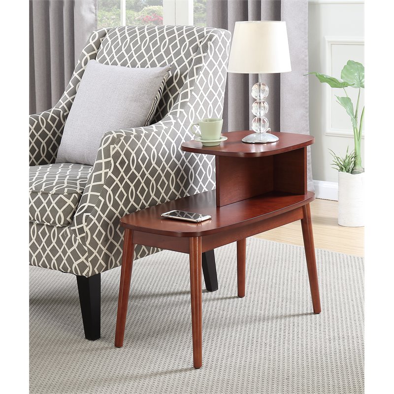 Allora Mid-Century MDF/Birch Veneer/Rubber Wood End Table in Mahogany