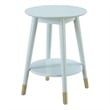 Allora Mid-Century Round Wood End Table with Shelf in Sea foam Green