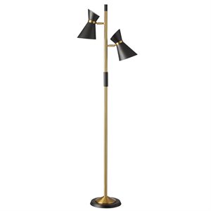 allora 2 light floor lamp in black and bronze