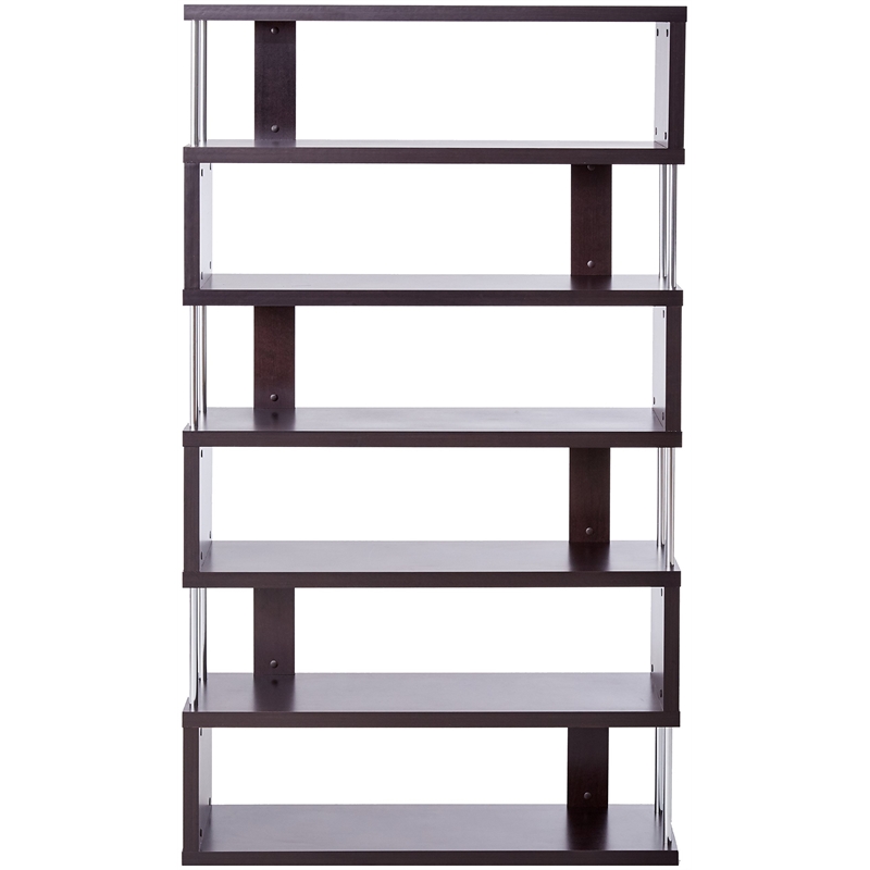 Allora 6 Shelf Modern Bookcase in Dark Brown
