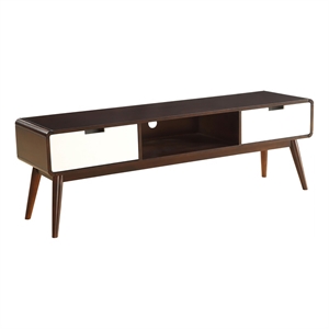 Allora Mid-Century Wood TV Stand for TVs up to 59&quot in Chocolate/White