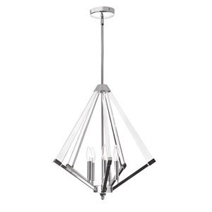 allora 5 light acrylic arm chandelier in polished chrome