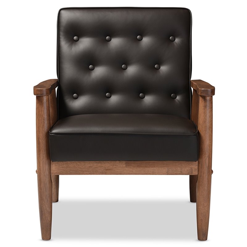 Allora Faux Leather Tufted Reception Chair in Brown