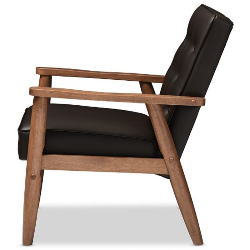 Allora Faux Leather Tufted Reception Chair in Brown