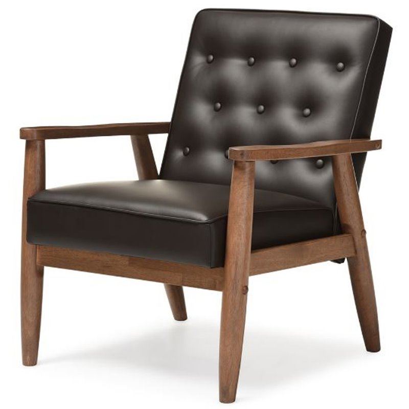 Allora Faux Leather Tufted Reception Chair in Brown