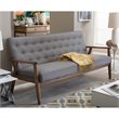 Allora Tufted Sofa in Gray and Walnut