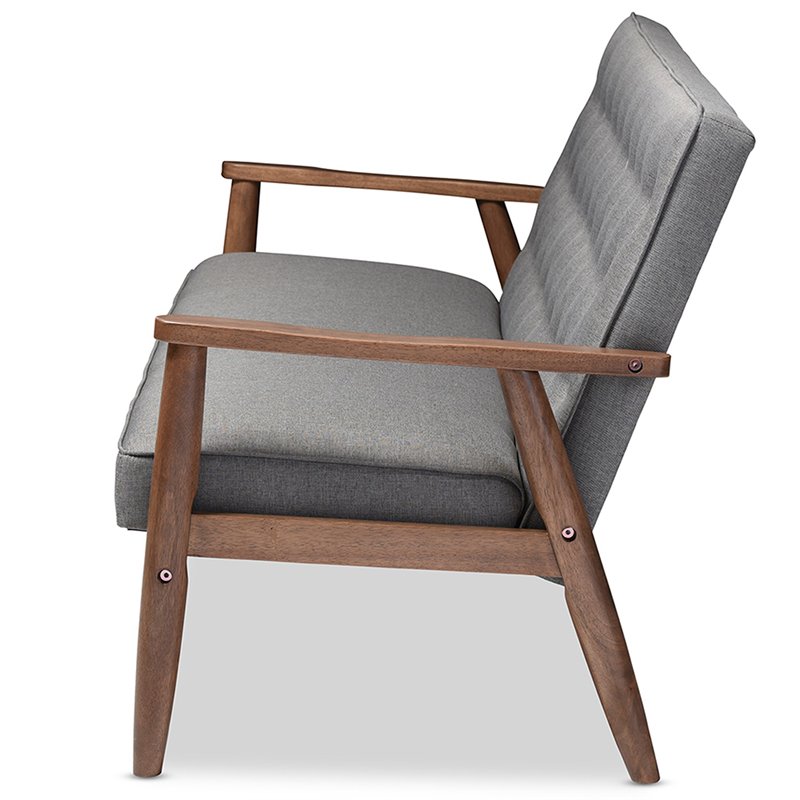 Allora Tufted Sofa in Gray and Walnut