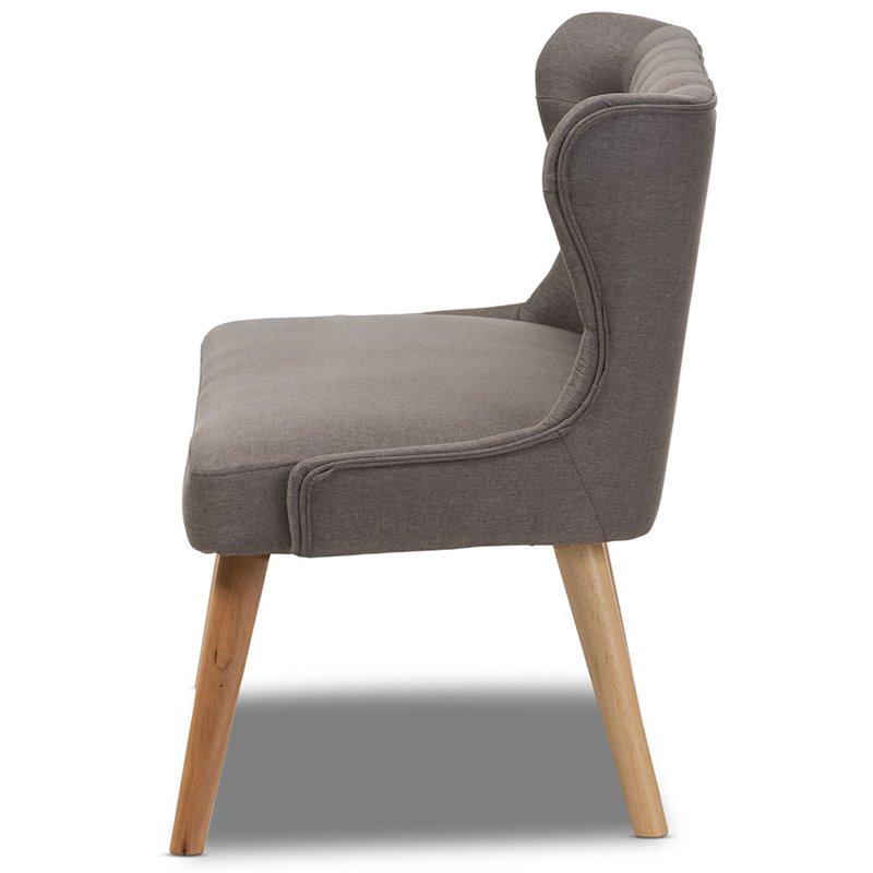 Allora Mid-Century Fabric/Wood Tufted Wingback Loveseat in Gray/Light Brown