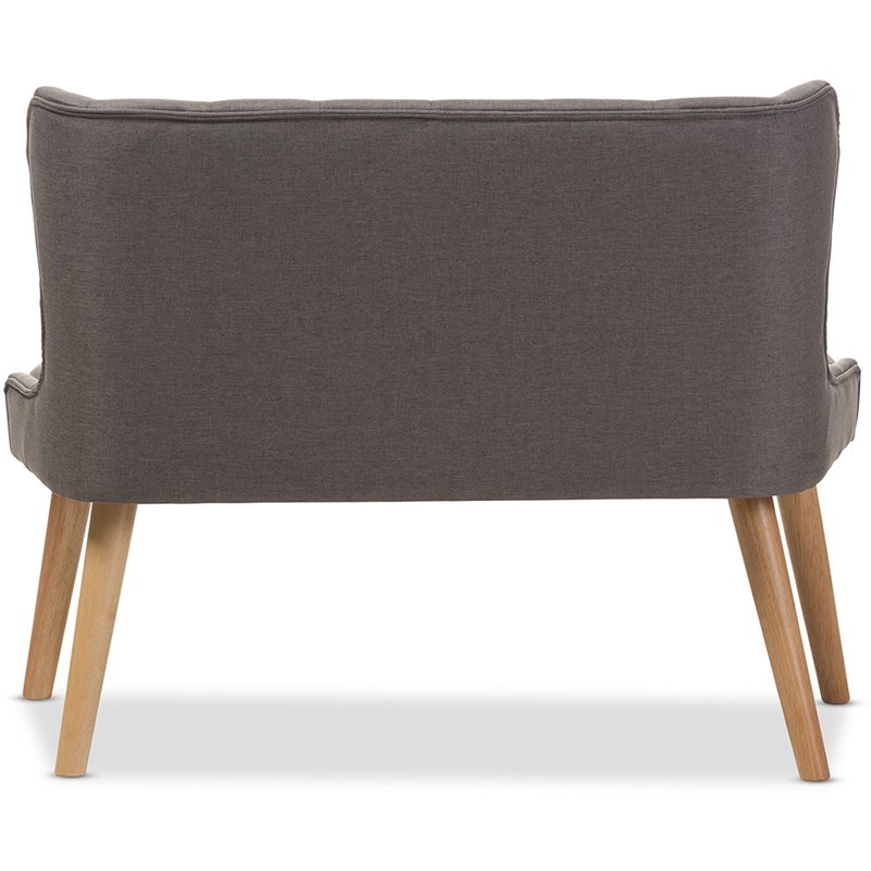 Allora Mid-Century Fabric/Wood Tufted Wingback Loveseat in Gray/Light Brown