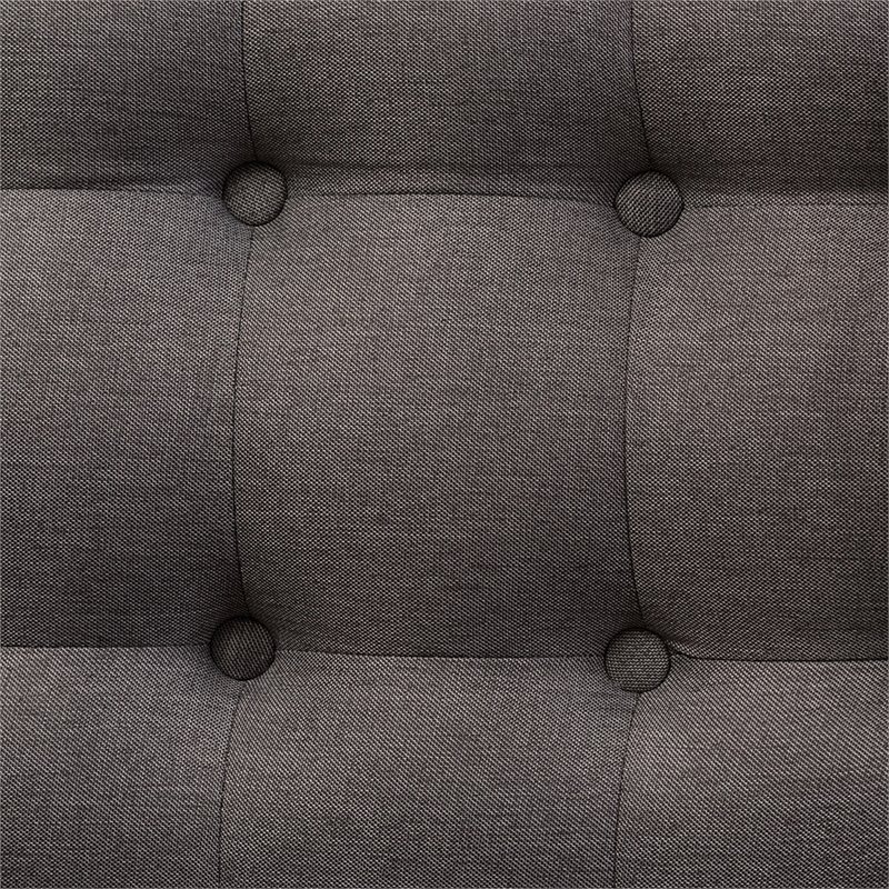 Allora Mid-Century Fabric/Wood Tufted Wingback Loveseat in Gray/Light Brown