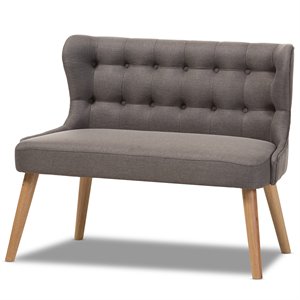 allora tufted wingback loveseat in gray and light brown