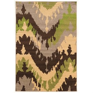 Allora Power Loom Polypropylene Rug in Brown and Green