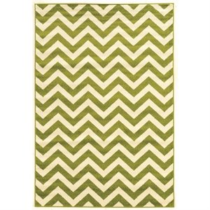 Allora 5' x 7' Power Loom Polypropylene Rug in Green and Ivory