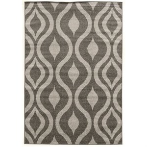 Allora Power Loom Polypropylene Rug in Gray and Gray