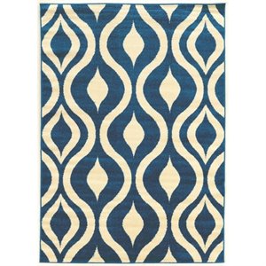 Allora Power Loom Polypropylene Rug in Blue with Ivory