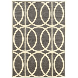 allora power loom polypropylene rug in gray and ivory
