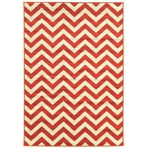 Allora 5' x 7' Power Loom Polypropylene Rug in Terracotta and Ivory
