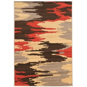 Allora 5' x 7'Power Loom  Polypropylene Rug in Brown and Terracotta