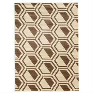 allora power loom polypropylene comb rug in ivory and beige