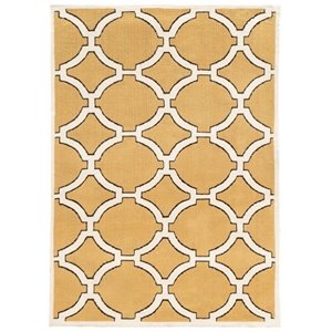 Allora 2' x 3' Hand-Tufted Geometric Design Polyester Rug in Goldenrod
