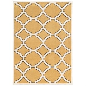 allora hand-tufted geometric design polyester rug in goldenrod