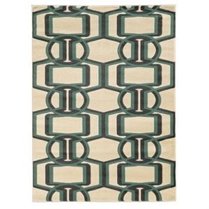 Allora 2' x 3' Power Loom Polypropylene Bridle Rug in Gray and Turquoise