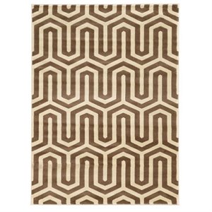Allora Power Loom Polypropylene Tangent Rug in Ivory and Beige