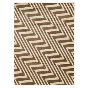 Allora 5'3&quot x 7' Power Loom Polypropylene Zig-Zag Rug in Ivory and Beige