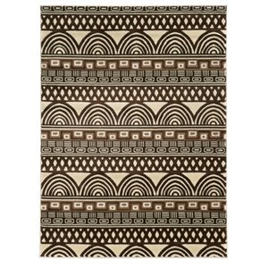 Allora 8' x 10' Power Loom Polypropylene Lima Rug in Ivory and Chocolate