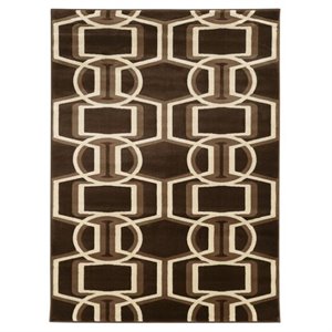 Allora 2' x 3' Power Loom Polypropylene Bridle Rug in Chocolate and Beige