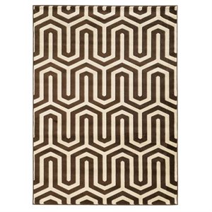 allora power loom polypropylene zig-zag rug in ivory and chocolate