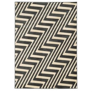 Allora Power Loom Polypropylene Zig-Zag Rug in Charcoal and Gray