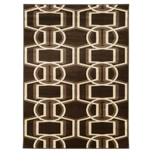 Allora 8' x 10' Power Loom Polypropylene Bridle Rug in Chocolate and Beige