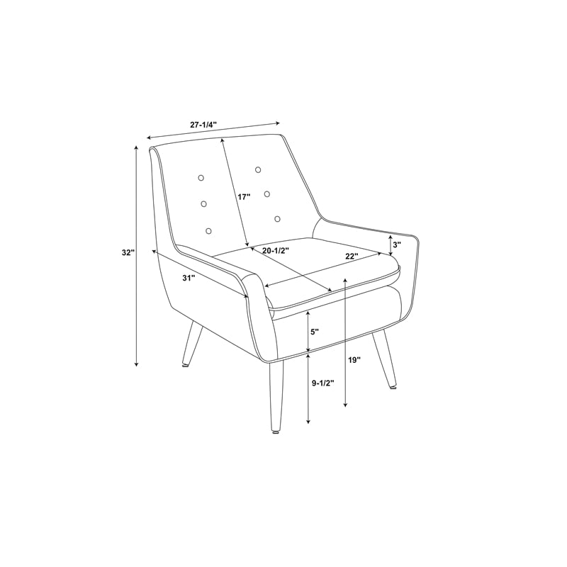Allora Polyester Fabric Upholstered Button-Tufted Back Accent Chair in Blue