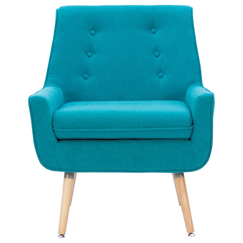 Allora Polyester Fabric Upholstered Button-Tufted Back Accent Chair in Blue