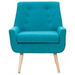 Allora Polyester Fabric Upholstered Button-Tufted Back Accent Chair in Blue