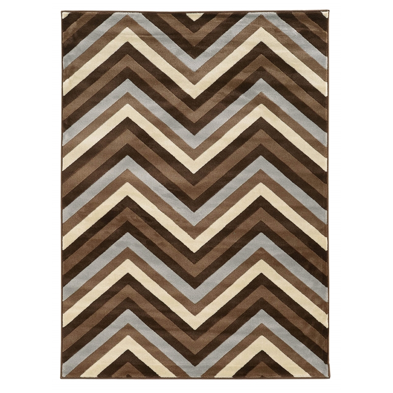 Allora 8' x 10' Power Loom Polypropylene Chevron Rug in Chocolate and Beige