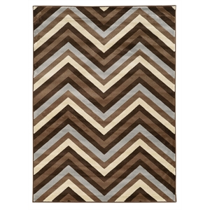 Allora 8' x 10' Power Loom Polypropylene Chevron Rug in Chocolate and Beige