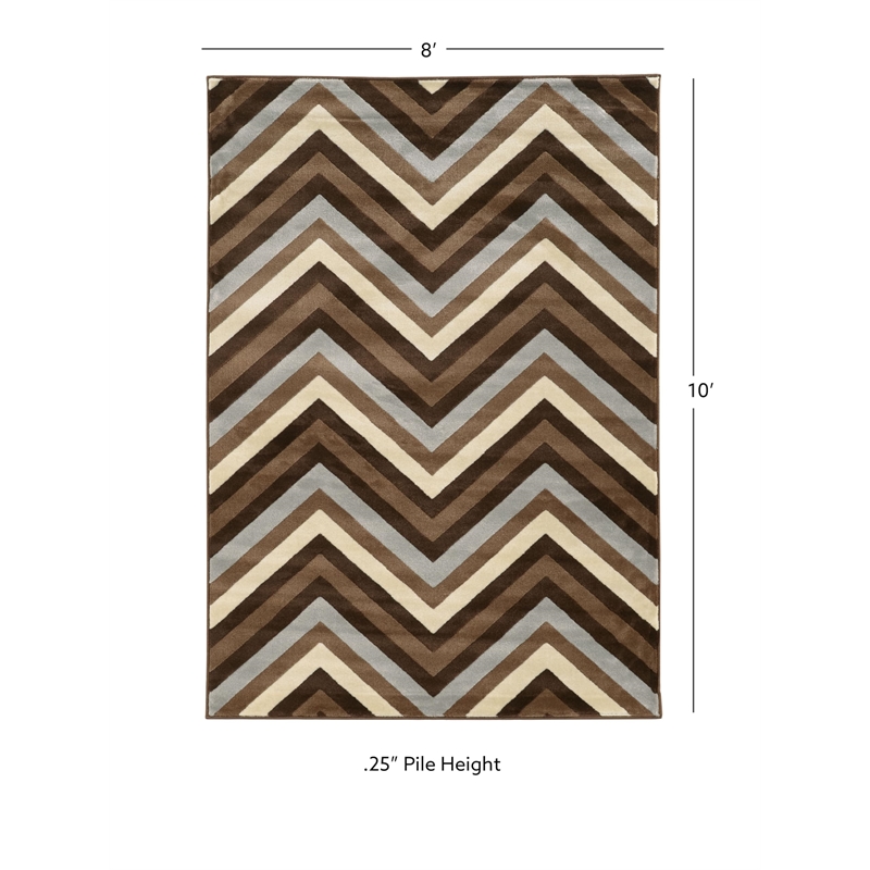 Allora 8' x 10' Power Loom Polypropylene Chevron Rug in Chocolate and Beige