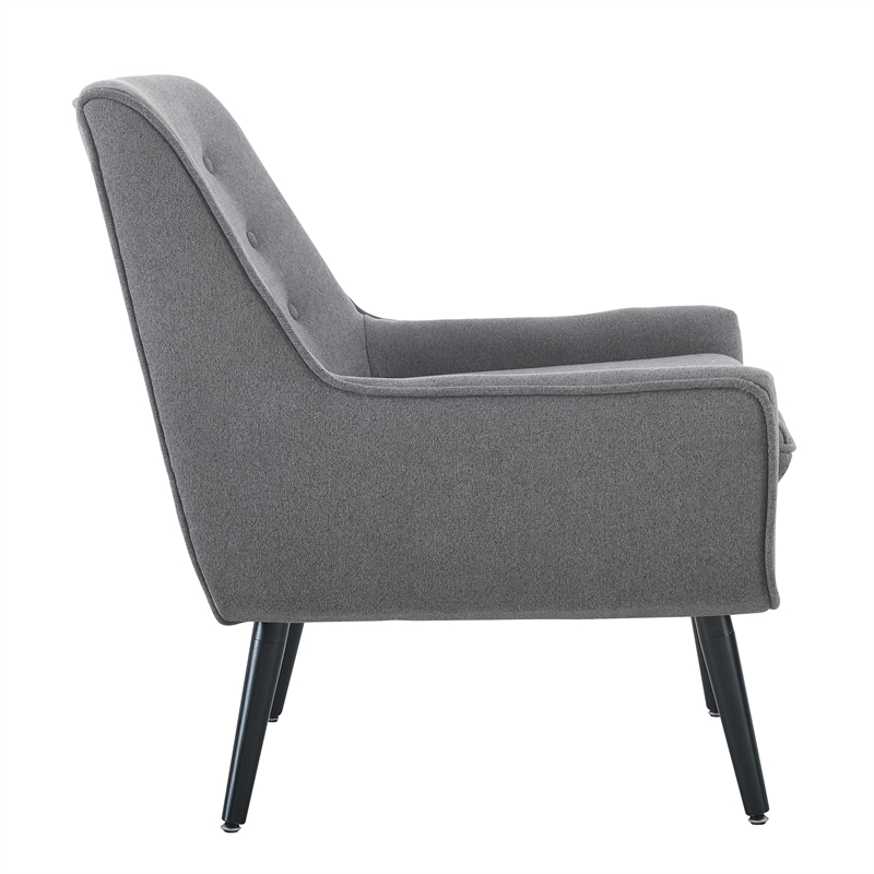Allora Polyester Fabric Upholstered Button-Tufted Back Accent Chair in Gray