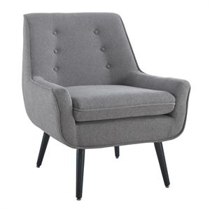 Allora Polyester Fabric Upholstered Button-Tufted Back Accent Chair in Gray