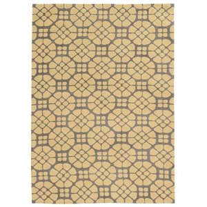Allora 2' x 3' Hand-Tufted Geometric Design Polyester Rug in Gray and Butter