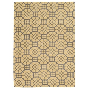 Allora 5' x 7' Hand-Tufted Geometric Design Polyester Rug in Gray and Butter